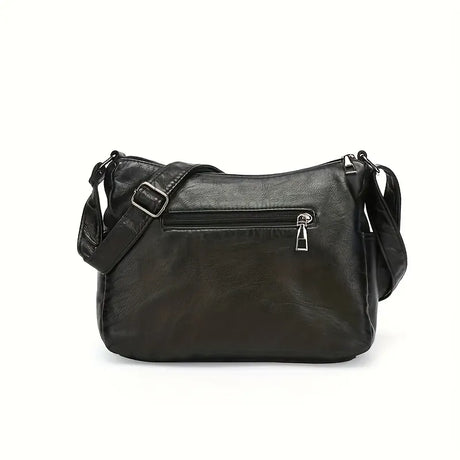 Elegant Series Multi-Pocket PU Mini Square Bag – Soft Durable Crossbody, Metal Zipper Wide Strap, Polyester Lining, Lightweight Large Capacity for Women.(grey)