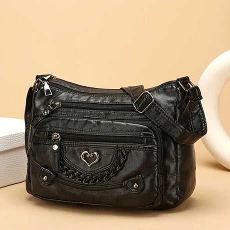 Elegant Series Multi-Pocket PU Mini Square Bag – Soft Durable Crossbody, Metal Zipper Wide Strap, Polyester Lining, Lightweight Large Capacity for Women.(grey)