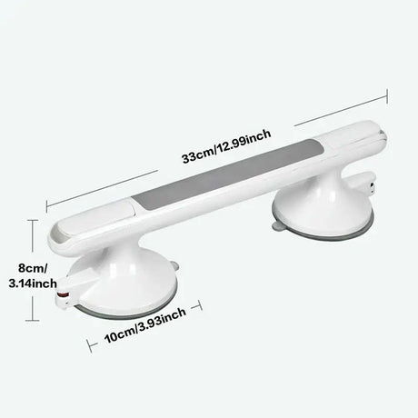 Drill-free Suction Cup Safety Grab Bar – Dual Suction Cup Vacuum Adsorption, Load Capacity 120kg, Red and Green Indicator Light for Visual Safety, Anti-slip Handle for Multi-scenario Use