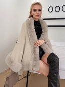 Imitation Mink Collar Knit Shawl: Autumn/Winter Retro Cape, Elegant, Versatile, and Flattering(WHITE)