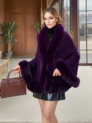 Imitation Mink Collar Knit Shawl: Autumn/Winter Retro Cape, Elegant, Versatile, and Flattering(WHITE)
