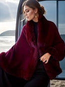 Imitation Mink Collar Knit Shawl: Autumn/Winter Retro Cape, Elegant, Versatile, and Flattering(WHITE)