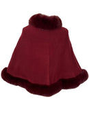 Imitation Mink Collar Knit Shawl: Autumn/Winter Retro Cape, Elegant, Versatile, and Flattering。（claret-red）