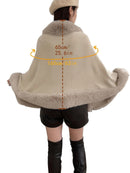 Imitation Mink Collar Knit Shawl: Autumn/Winter Retro Cape, Elegant, Versatile, and Flattering。（claret-red）