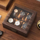 Wood Grain Faux Leather Watch Storage Box - 6-Compartment Dustproof Display Case, Soft Lined Interior, Hinged Flip-Top Lid, Suitable for Home and Retail Use, Decorative Storage Box