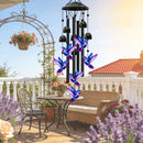 Hummingbird metal wind chime, 91cm high, brilliant blue-purple gradient, crisp and pleasant sound, adding a lively and romantic touch to courtyards and gardens.