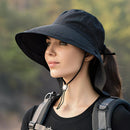 Dark Gray Fashion Wide Brim Sun Hat with Ponytail Hole - Bohemian Baseball Cap Design, Visor, Breathable Polyester