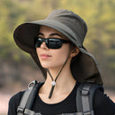 khaki Fashion Wide Brim Sun Hat with Ponytail Hole - Bohemian Baseball Cap Design, Visor, Breathable Polyester