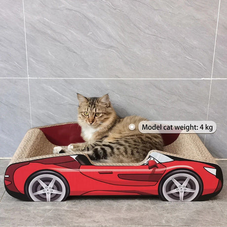 Bestselling Red Racing Car Cat Scratcher Bed | Corrugated Cardboard Durable Cat Bed + Scratcher 2-in-1, Suitable for Cats Under 7kg(PINK)