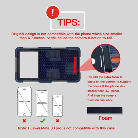 15m Waterproof Phone Case for Diving & Surfing - 1 Hour Underwater Shooting, Dual Seal, Zinc Alloy Buckle, Fits iPhone Samsung Xiaomi up to 6.9 Inch(BLACK+BLUE)