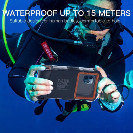 15m Waterproof Phone Case for Diving & Surfing - 1 Hour Underwater Shooting, Dual Seal, Zinc Alloy Buckle, Fits iPhone Samsung Xiaomi up to 6.9 Inch(yellow+black)