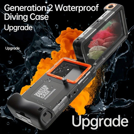15m Waterproof Phone Case for Diving & Surfing - 1 Hour Underwater Shooting, Dual Seal, Zinc Alloy Buckle, Fits iPhone Samsung Xiaomi up to 6.9 Inch(black+green)