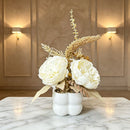Light luxury simulated peony potted plant, handcrafted petals realistic and full, pumpkin planter round and versatile, no maintenance ready to display upon opening, brightens up new Chinese-style home spaces.(white)