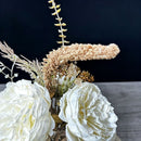 Light luxury simulated peony potted plant, handcrafted petals realistic and full, pumpkin planter round and versatile, no maintenance ready to display upon opening, brightens up new Chinese-style home spaces.(white)