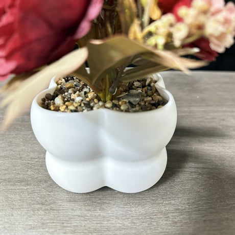 Light luxury simulated peony potted plant, handcrafted petals realistic and full, pumpkin planter round and versatile, no maintenance ready to display upon opening, brightens up new Chinese-style home spaces.(white)