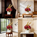Light luxury simulated peony potted plant, handcrafted petals realistic and full, pumpkin planter round and versatile, no maintenance ready to display upon opening, brightens up new Chinese-style home spaces.(white)