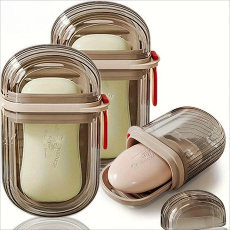 5PCS Portable Soap Case with Lid - Leak-proof Travel Soap Box, Compact Oval Soap Dispenser with Drain Holes, Transparent Lid for Easy Identification, Lightweight and Hygienic, Suitable for Camping, Gym, Bathroom, Kitchen - Durable PET Material, Bathroom S