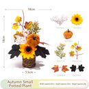 Autumn artificial mini potted plant, woven basket paired with sunflowers, pumpkins, and maple leaves, full and realistic petals, no maintenance required, adding warm autumn vibes to your home./30G model