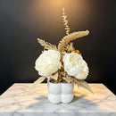 Light luxury simulated peony potted plant, handcrafted petals realistic and full, pumpkin planter round and versatile, no maintenance ready to display upon opening, brightens up new Chinese-style home spaces.(wine red)