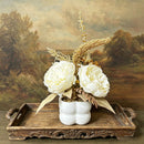 Light luxury simulated peony potted plant, handcrafted petals realistic and full, pumpkin planter round and versatile, no maintenance ready to display upon opening, brightens up new Chinese-style home spaces.(wine red)