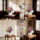 Simulated iris potted plant, floral artistry vibrant and colorful, pumpkin planter round and versatile, no maintenance ready to display upon opening, brightens up new Chinese-style and light luxury home spaces.（fuchsia）