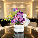 Simulated iris potted plant, floral artistry vibrant and colorful, pumpkin planter round and versatile, no maintenance ready to display upon opening, brightens up new Chinese-style and light luxury home spaces.（fuchsia）