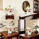 Simulated iris potted plant, floral artistry vibrant and colorful, pumpkin planter round and versatile, no maintenance ready to display upon opening, brightens up new Chinese-style and light luxury home spaces.（fuchsia）