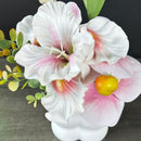 Simulated iris potted plant, floral artistry vibrant and colorful, pumpkin planter round and versatile, no maintenance ready to display upon opening, brightens up new Chinese-style and light luxury home spaces.（fuchsia）