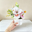Simulated iris potted plant, floral artistry vibrant and colorful, pumpkin planter round and versatile, no maintenance ready to display upon opening, brightens up new Chinese-style and light luxury home spaces.(WHITE)