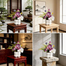 Simulated iris potted plant, floral artistry vibrant and colorful, pumpkin planter round and versatile, no maintenance ready to display upon opening, brightens up new Chinese-style and light luxury home spaces.(WHITE)