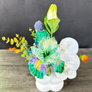 Simulated iris potted plant, floral artistry vibrant and colorful, pumpkin planter round and versatile, no maintenance ready to display upon opening, brightens up new Chinese-style and light luxury home spaces.(GREEN)