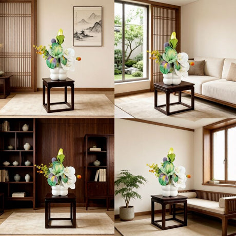 Simulated iris potted plant, floral artistry vibrant and colorful, pumpkin planter round and versatile, no maintenance ready to display upon opening, brightens up new Chinese-style and light luxury home spaces.(GREEN)