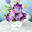 Simulated iris potted plant, floral artistry vibrant and colorful, pumpkin planter round and versatile, no maintenance ready to display upon opening, brightens up new Chinese-style and light luxury home spaces.(pale bluish green)