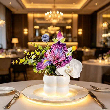 Simulated iris potted plant, floral artistry vibrant and colorful, pumpkin planter round and versatile, no maintenance ready to display upon opening, brightens up new Chinese-style and light luxury home spaces.(pale bluish green)