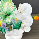 Simulated iris potted plant, floral artistry vibrant and colorful, pumpkin planter round and versatile, no maintenance ready to display upon opening, brightens up new Chinese-style and light luxury home spaces.(pale bluish green)