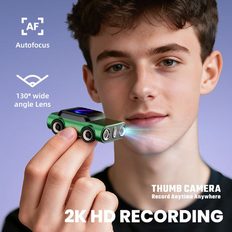 Creative Car-Shaped 2K HD Thumb Camera: Mini & Portable, Auto Focus, Clear in Low Light, Captures Every Wonderful Moment of Childhood and Life(G5 white 32 memory card）