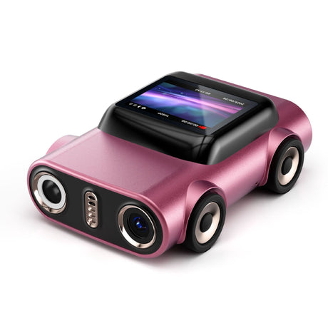 Creative Car-Shaped 2K HD Thumb Camera: Mini & Portable, Auto Focus, Clear in Low Light, Captures Every Wonderful Moment of Childhood and Life(G5 Rose Red 32G Memory Card）