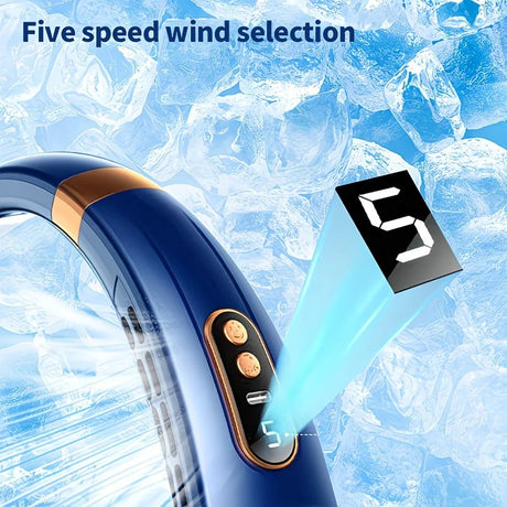New Neck Hanging Fan Portable Mini USB Fan Personal Cooling Turbine Small Charging Quiet Lazy-Friendly.white