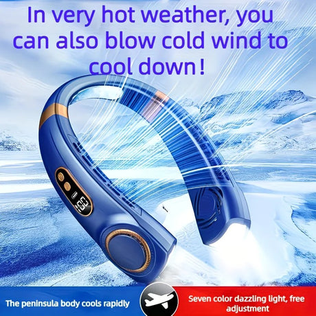New Neck Hanging Fan Portable Mini USB Fan Personal Cooling Turbine Small Charging Quiet Lazy-Friendly.white