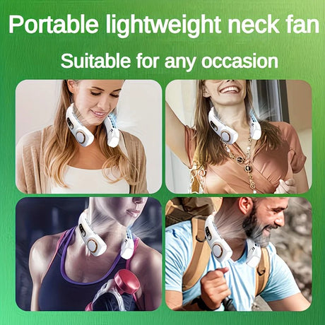 New Neck Hanging Fan Portable Mini USB Fan Personal Cooling Turbine Small Charging Quiet Lazy-Friendly.white