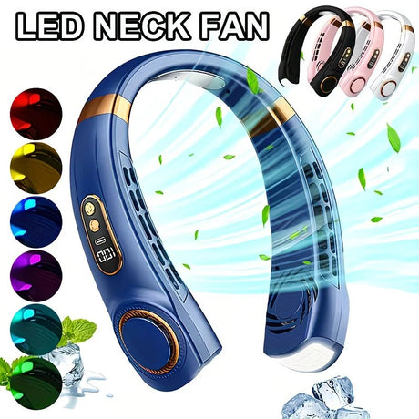 New Neck Hanging Fan Portable Mini USB Fan Personal Cooling Turbine Small Charging Quiet Lazy-Friendly.Black