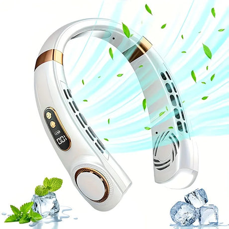 New Neck Hanging Fan Portable Mini USB Fan Personal Cooling Turbine Small Charging Quiet Lazy-Friendly.Black