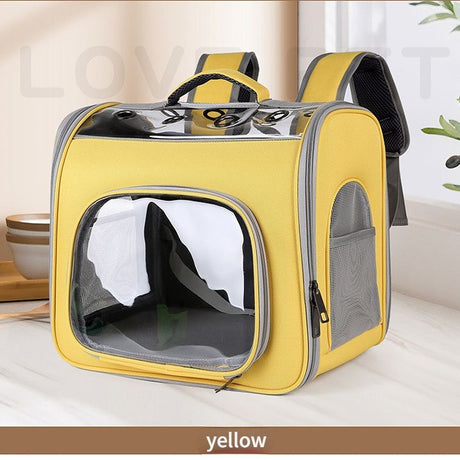 Pet Backpack Portable Transparent Foldable Comfort Design Hands-Free Travel for Cats Small Dogs(BLUE)