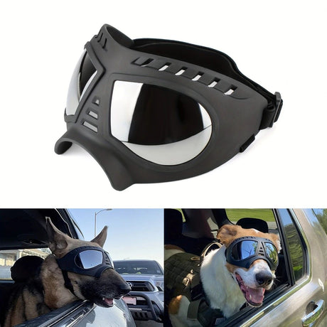 Large Dog Goggles | Windproof, Snowproof, UV Protection, Flexible Frame Sunglasses for Outdoor Adventure(black)