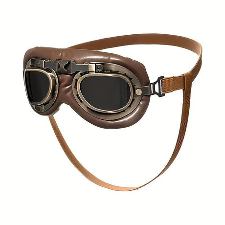 Retro Aviator Dog Goggles | Windproof & UV Protection Adjustable Foldable Sunglasses for Medium-Large Dogs(Bronze &Color)