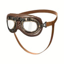 Retro Aviator Dog Goggles | Windproof & UV Protection Adjustable Foldable Sunglasses for Medium-Large Dogs(Bronze-silver lens)