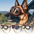 Retro Aviator Dog Goggles | Windproof & UV Protection Adjustable Foldable Sunglasses for Medium-Large Dogs(Bronze-silver lens)