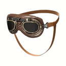 Retro Aviator Dog Goggles | Windproof & UV Protection Adjustable Foldable Sunglasses for Medium-Large Dogs(Bronze-silver lens)