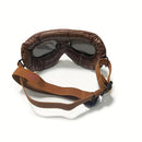 Retro Aviator Dog Goggles | Windproof & UV Protection Adjustable Foldable Sunglasses for Medium-Large Dogs(Bronze-black-gray lens)