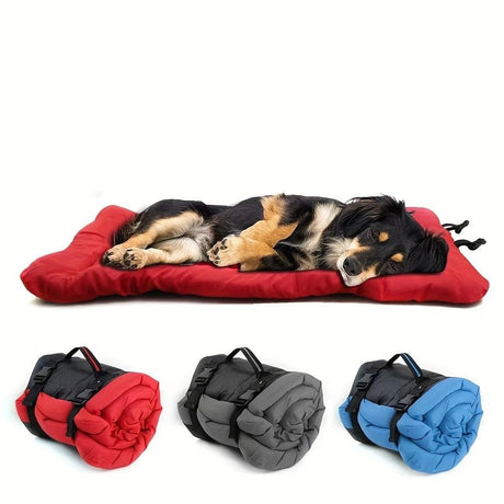 High-quality moisture-proof thick portable camping dog bed suitable for medium / large / small dogs - durable polyester outdoor mat with handle foldable design suitable for travel home and camping trips camping bed.BLUE